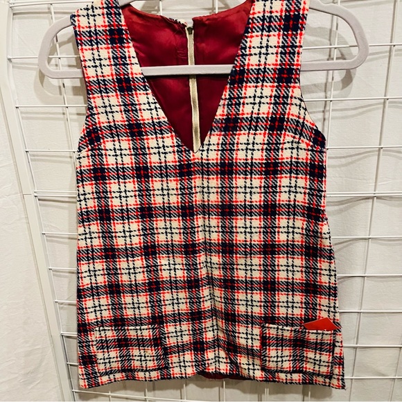 60’s Twiggy Mini 2 piece Plaid Top and Skirt Set. Top is fully lined. Homemade - Picture 3 of 8